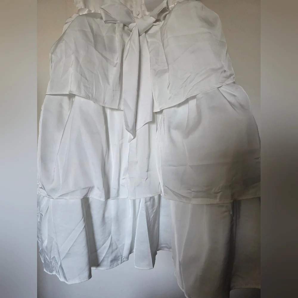 Andy‎ & Evan Girls Puff Sleeve Satin Tiered Dress